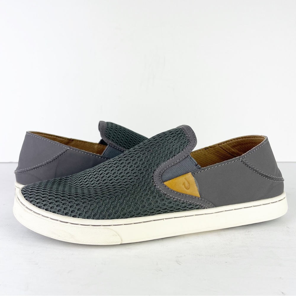 Olukai Pehuea Pavement Gray Casual Comfy Slip On Shoes Sneakers - Picture 1 of 12